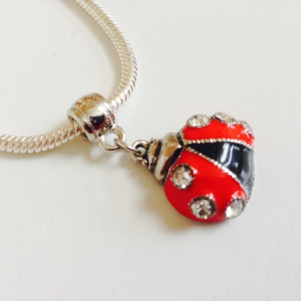 LADYBUG Dangling Charm Bead For European Style Charm Bracelets or Necklace